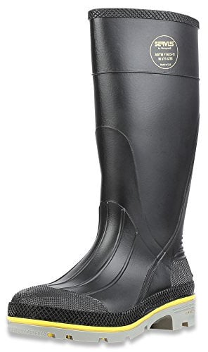 Servus XTP 15 PVC Chemical-Resistant Steel Toe Men's Work Boots, Black, Yellow & Gray, 11