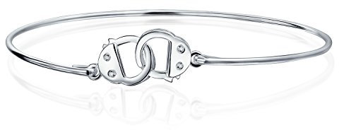 Bling Jewelry Minimalistisches Zartes BFF Arbeits-Schloss Handschellen-Armreif für Frauen Teenager CZ Akzent .925 Sterlingsilber