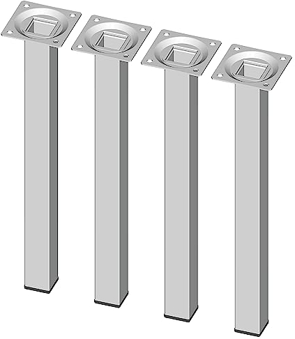 Element System 18133-00298 Möbelfuß eckig – Vierkant-Metallfuß, ideal als Tischbein für die Gestaltung individueller Möbelstücke, Weiß, 25 x 25 mm, Länge 300 mm, 4 Stück