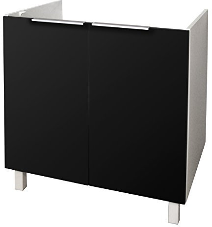 Berlioz Creations CE8BNM Spülenunterschrank für Küche, in sehr mattem Schwarz, 80 x 52 x 83 cm, 100 Prozent französische Herstellung