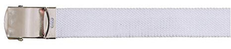 MFH Gürtel mit Metallschloß Koppel Stoffgürtel Länge bis 130 cm verstellbar 3 cm breit viele Farben (Weiß)