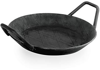 WAS Germany Bratpfanne Ø 24 cm, 3 cm hoch aus Eisen mit Zwei Seitengriffen - induktionsgeeignete Servierpfanne - 2258 240