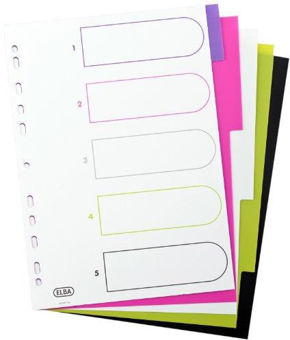 Oxford A4 Kunststoff-Register myColour blanko 5 Blatt 5-teilig, 20 Stück