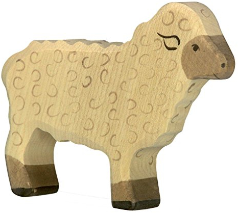 cama24com Schaf stehend Bauernhof Holzfigur Holzspielzeug von Holztiger mit Palandi® Sticker