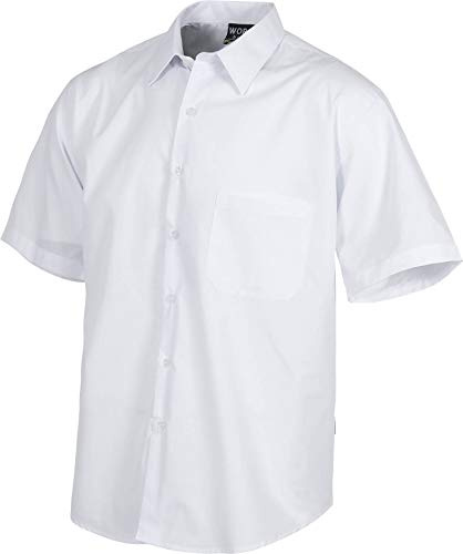 WORKTEAM Camisa de Manga Corta con Cuello Clásico, Botones y Bolsillo de Pecho, Tejido Ligero. Hombre Blanco 46