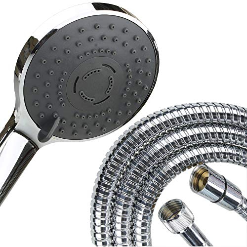 Sanixa Pommeau de douche avec flexible - 3 types de jets - Chromé - Réglable - Tuyau de 150 cm