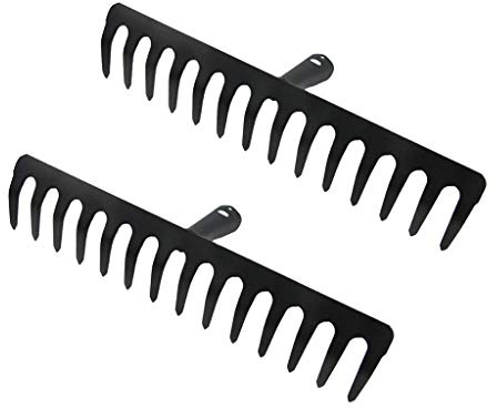 Unbekannt 2Pcs 14 Teeth Metal Rake Head, 40cm Wide Heavy Duty Black AOD