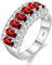 Uloveido Damen Weißgoldbeschichteter Oval geschliffener Zirkonia 7-Steine Hochzeitsring, Geburtssteinring J501 (Platin, Hellblau, Größe 17.25)