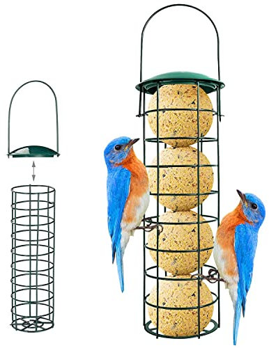 Suprcrne Bird Hanging Feeder, Fat Ball Wild Bird Seed Feeder Niger Seed Feeder for Mix Seed Blends Outdoor Garden Food Dispenser Idea for Bird Lovers
