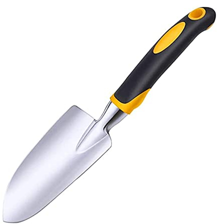 Pala da Giardino in Lega di Alluminio, Giardinaggio Attrezzi Paletta Giardinaggio con Impugnatura Antiscivolo in Gomma per Piantare, Trapiantare, Diserbare (Giallo)