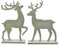 Kaemingk dekorative Deko-Hirsche Hirschfiguren als Silhouette moosgrün oder Altrosa samtig beflockt mit kleinen Goldpunkten im 2-er Set (moosgrün, Set groß)