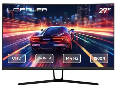 LC-POWER LC-M27-QHD-144-C-V2 27 Zoll Gaming Curved Monitor (QHD, 3 HDMI, DisplayPort, Free-Sync, 144 Hz, 2560x1440, 1500R)