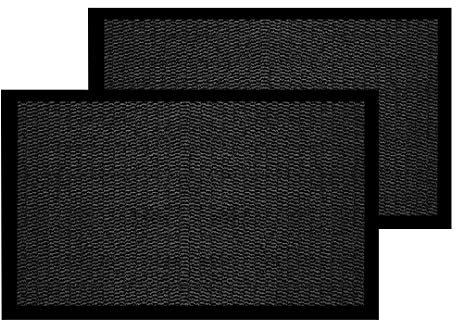 JKZ RUG AND DOORMATS Pack of 2 Small Door Mats Indoor & Outdoor Kitchen Mat Barrier Mats Indoors Washable Front Door Mats Absorbent Mat Shoe Scrapper Mat Home Office Entrance Mat (Black)