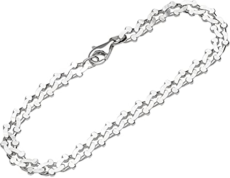 NKlaus Damenarmband, 925 Sterling Silber, Königskette, 22cm, 2-fach