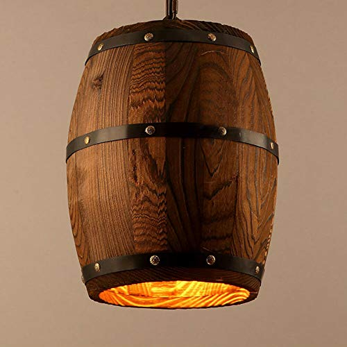 Pendelleuchte, Retro Holz Weinfass Hängeleuchte E27 Country Loft Anhänger Leuchte Industrielle Deckenpendelleuchte für Bar Cafe Living Dining (Ohne Glühbirne)