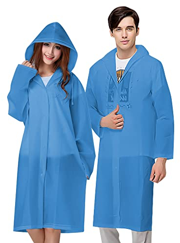 Vicloon Poncho Impermeabile, Adulti Trasparenti Cappotto di Pioggia per Uomo e Donna (Blu)
