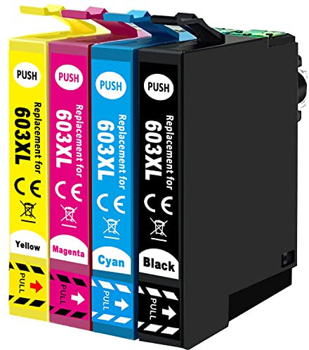 SHUOLEI 603 XL Patronen Kompatibel mit Epson 603 603XL Druckerpatronen für XP-2100 XP-2105 XP-2150 XP-2155 XP-3100 XP-3150 XP-3155 XP-4100 XP-4155 WF-2810 WF-2820 WF-2830 WF-2840 WF-2850 (4-Pack)