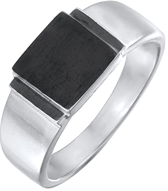 Kuzzoi Siegelring Herrenring quadratisch matt oxidiert in 925 Sterling Silber massiv, Klassischer Herren Silberring (10 mm), Bandring für Männer, Ringgröße 60
