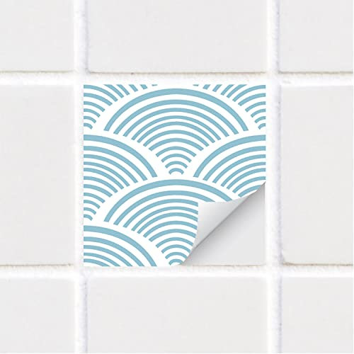 Alwayspon Piastrelle adesive in vinile impermeabile, stacca e attacca, autoadesive, per cucina, bagno, soggiorno, stile boho, 20 x 20 cm, 10 pezzi, blu