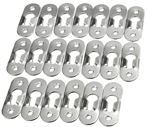 Vepoty Schlüsselloch-Aufhänger, 20 Stück, Metallbefestigungen, Rahmenaufhänger, Schlüsselloch-Aufhängeplatten, Halterungen für Spiegelschrank, Bilderrahmen