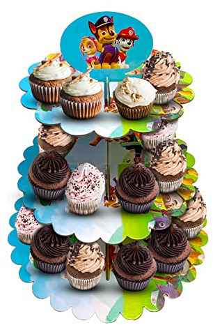 AEX 3 Tier Cake Stands for Afternoon Tea, Biodegradable Cupcake Stand Cardboard, Round Dessert Tower for Party, Birthday, Anniversary, Wedding (Patrol 2)