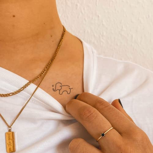 Inkster Tattoo - Kleiner Elefant | vegane & wasserfeste Temporäre Tattoos für Erwachsene - EU-Kosmetikzertifizierte Farbe - revolutionäres 2 Wochen Tattoo | Premium Klebetattoos & Fake Tattoo