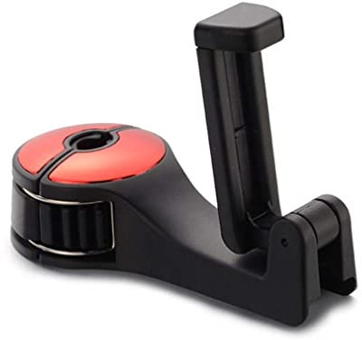 Headrest Bracket Car Hook, Car Headrest Hooks with Locking Design, 360° Rotation 2 in 1 Car Seat Hidden Hooks, Universal Vehicle Organizer Hooks, Auto Hooks, Car Storage Organiser Bag Hooks (Red)