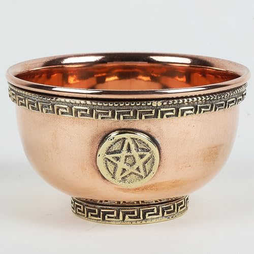 Indian Consigners Small Altar Witchcraft Serving, Offering or Smudging Bowl (Pentagram Bowl)