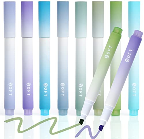 Vicloon Textmarker Set, 8 Stücke Marker Stifte Pastell, 8 Farben, Textmarker Kein Ausbluten, Schnell Trocknend, Einfach zu Halten, Textmarker Pastell Set für Schulen, Büros, Studenten(Grün+Lila)