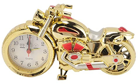 Fdit Neuheit Retro Motorrad Motor Stil Geniale Vintage Simulation Modell Motorrad Wecker für Kinder (168C Gold, zweifarbig)