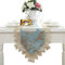 Epinki Frühling Tischläufer, 40x280 cm Polyester Tischläufer Fleckschutz Dreieck Spitzen Stickmuster, Esstischdekoration Modern Küche Esstisch Dekoration, Pfau Blau