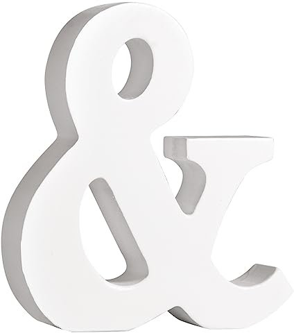 Rayher MDF-Zeichen &, weiß, 9,2 x 11 cm, Stärke 2 cm, 3D-Zeichen Holz, Holz-Zeichen, FSC zertifiziert, 64566102