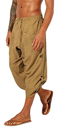 Mittelalter Kleidung Herren, Mittelalter Lang Vintage Wikinger Kelten Hose Piratenhose Retro Mittelalter Freizeithose Hosen Renaissance Kolonial Hose Cosplay Kostüm Zurück Schnürshorts Gothic Hose