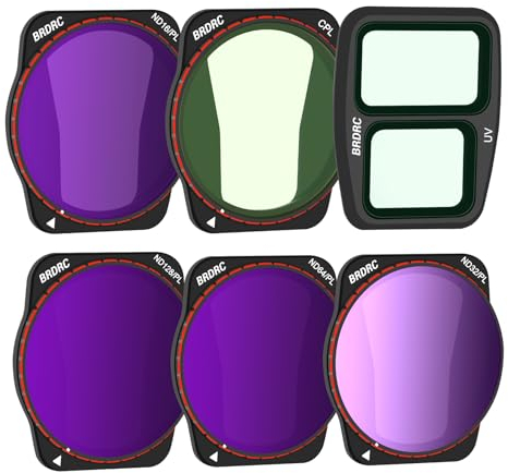 BRDRC Air 3 ND-Filter-Set, 6 Stück – UV CPL ND16PL ND32PL ND64PL ND128PL NDPL Filter für DJI Mavic Air 3 Zubehör (Aluminium-Version)