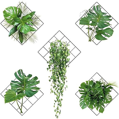 Teokantz 3D Wandaufkleber Pflanzen Set - 5 Stück Wandtattoo Pflanzen Grün, 3D Wandsticker Pflanzen, Wandtattoo Selbstklebend für Wohnzimmer Schlafzimmer