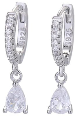 Silber 925 Creolen Mit Wassertropfen - Ohrringe für Damen, Herren und Mädchen - Hypoallergener Schmuck - 2 Stück