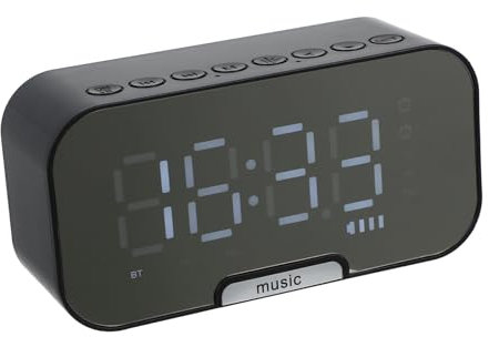 IMIKEYA Digitaler Wecker Funklautsprecher Mit Dual-Alarm Schlafzimmer Radio Uhr Kompakt Einfach Zu Bedienen Tragbar Leuchtziffern Für Tiefschläfer Und Musikfans