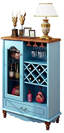 WAOCEO Weinregale Weinschrank aus Holz for den Haushalt, Kleiner Weinbarschrank mit quadratischem Weinlagergitter, Mehrzweck-Weinbäckerregal, Sideboard barschrank (Color : B)