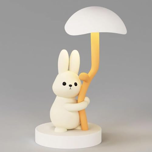 LOGT Pilzlampe Kinder Tischlampe LED Touch Dimmbar Pilz Tischleuchte Kabellos Akku Mushroom Lamp Nachttischlampe Kaninchen Nachtlicht Dekorative Pilz Leuchte für Kinderzimmer, Schlafzimmer, Wohnzimmer