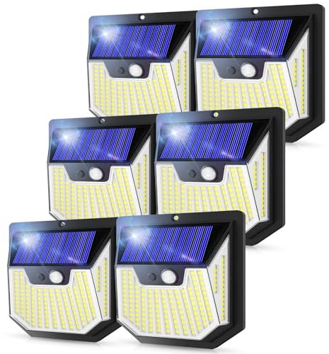 Solar Security Lights Outdoor Graden - 6PACK Solar Wall Lights 270° Wide Angle Motion Sensor Lights IP65 Waterproof Outside Powered Flood Lighting for Fence Garden