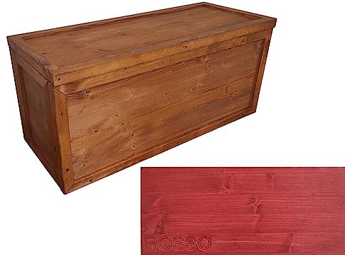 TOTAL WOOD 2012, Arcón de Madera Natural Impregnada, Modelo Samuel, Organizador con Marcos Reforzados para Interiores y Exteriores (100x40x45, Rojo)