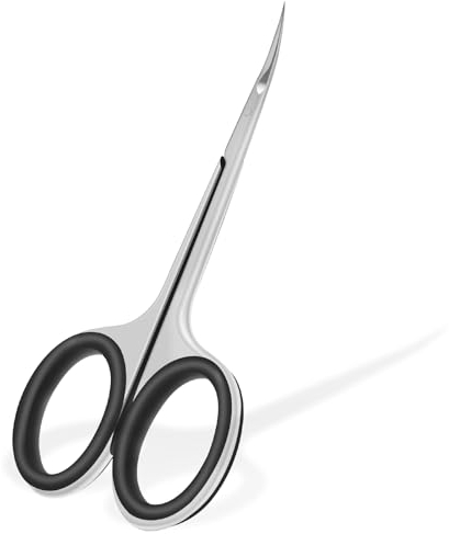 CGBE Ciseaux à Cuticules Précise avec Pointe Incurvée, Poignées en Silicone Antidérapante, Ciseaux Cuticules Professionnels Extra Fine Tranchant en Acier Inoxydable 420, Noir