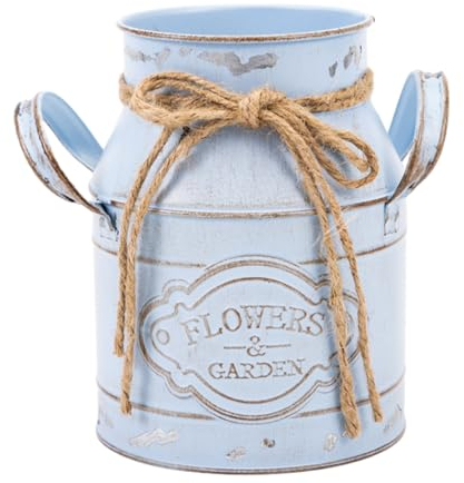 Limtula Vaso da fiori shabby lattina secchio di fiori secchio in metallo brocca vintage fattoria fioriera secchio decorativo fiori artificiali
