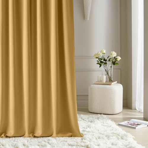 ROOM99 Vorhang mit Kräuselband Aura 180 x 260 cm Breite x Höhe Schiebegardinen Modern Curtain Wohnzimmer Schlafzimmer Senf, 1 Stück