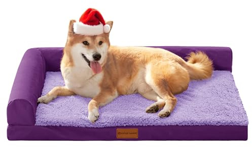 Patas Lague Orthopädisches Hundebett für große Hunde, wasserdicht, L-förmig, großes Haustier-Sofabett mit abnehmbarem, waschbarem Bezug, weiche, bequeme Haustier-Couch-Matte mit rutschfester