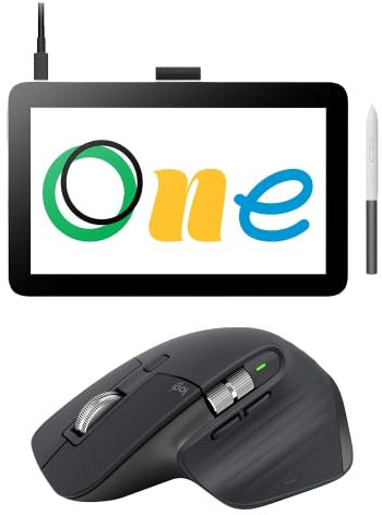 Logitech MX Master 3S Mouse Wireless, Scorrimento Ultraveloce, 8K DPI, Silenzioso, USB-C, Bluetooth, Windows, Linux + Tavoletta Grafica Wacom One12 11,6, FHD 99% RGB, Windows, Mac, Chromebook, Android