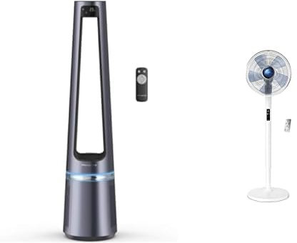Rowenta Eclipse 2-en-1 Ventilateur purificateur, Ventile et filtre l’air, Particules fines, 32 dB & Turbo Silence Extrême+ Ventilateur sur pied, Silencieux, Puissant, 5 vitesses
