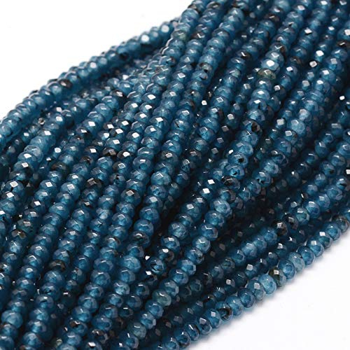 Perlin Perline di filo di agata e diaspro, 4 mm, rondelle, 110 pezzi, pietra semipreziosa per gioielli, collane, bracciali (blu navy)