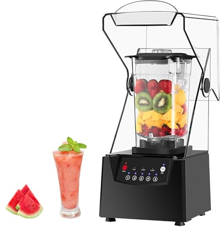 ZIXIAOS Licuadora Comercial Silenciosa, Licuadora De Encimera Profesional De 2200 Vatios con Jarra De 2000 Ml, Licuadora De Batidos para Uso Comercial Y Doméstico