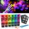 Lictin 15 Peças Pintura Facial-Pintura Corporal,Pintura Arte Corporal UV Luz Preta Fluorescente, Maquilhagem de Arte Florescente cor Maquilhagem para Fiesta,Halloween,Carnaval,Fiesta De Disfraces
